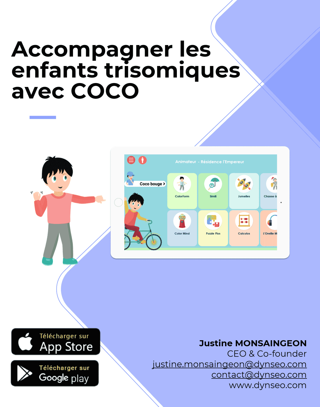 Fiche Technique Coco Trisomie Enfants Suivi Tablette Application Education, DYNSEO