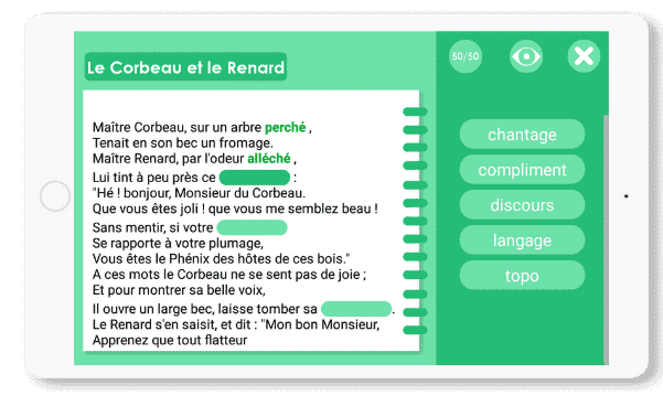 Poemeperdu Langage Francais Poesie Tablette Jeux Eduation Jeueducatif Enfant 5ans 6ans Ecole Dys Autisme Troublescognitifs Entrainement Sport, DYNSEO