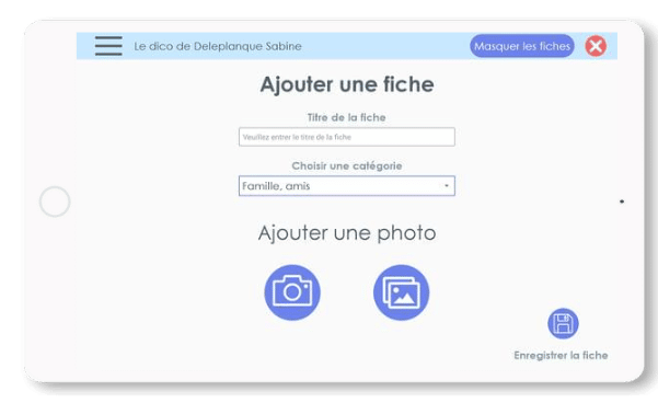 mon dico personnalisation ajout fiche profil tablettes dictionnaire communication troubles déglutition langage prononciation