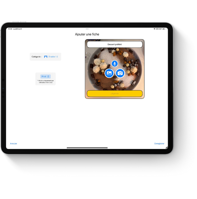 mon dico personnalisation ajout fiche profil tablettes dictionnaire communication troubles déglutition langage prononciation