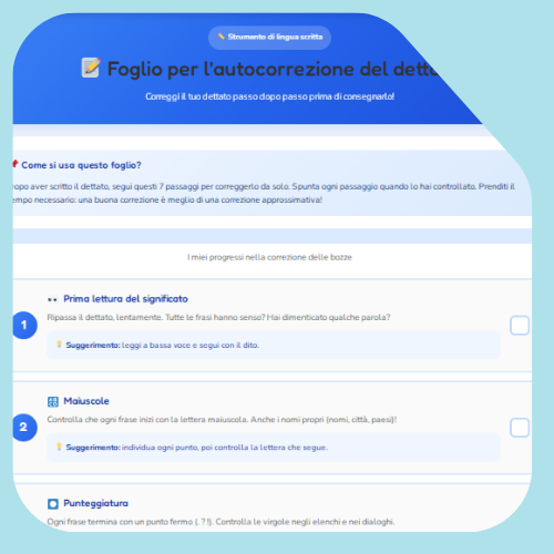 Foglio per l’autocorrezione dei dettati