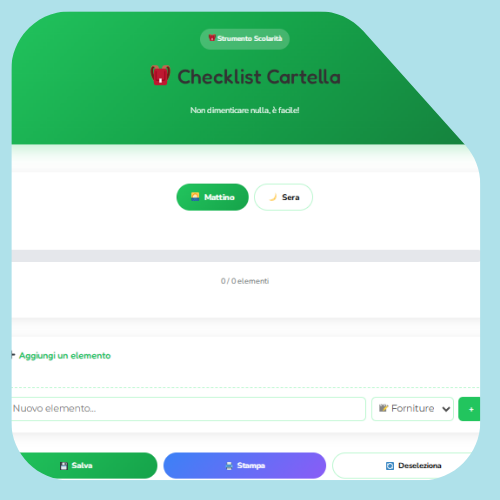 Lista di controllo dello zaino scolastico