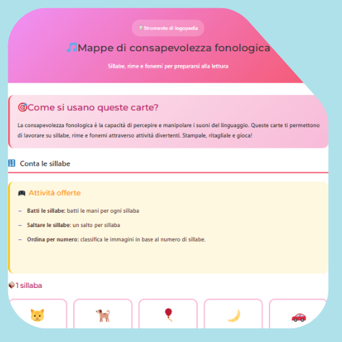 Schede di consapevolezza fonologica