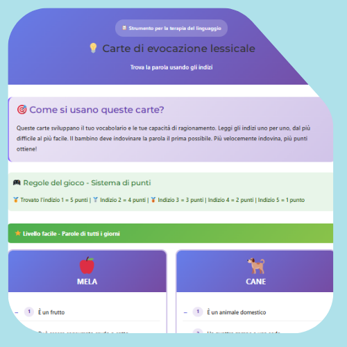 Schede di evocazione del vocabolario