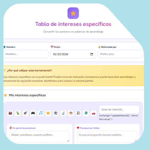 Tabla de intereses específicos