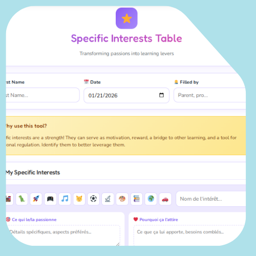 Table of specific interests