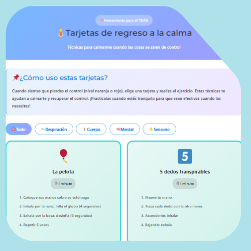 Tarjetas para tranquilizarse