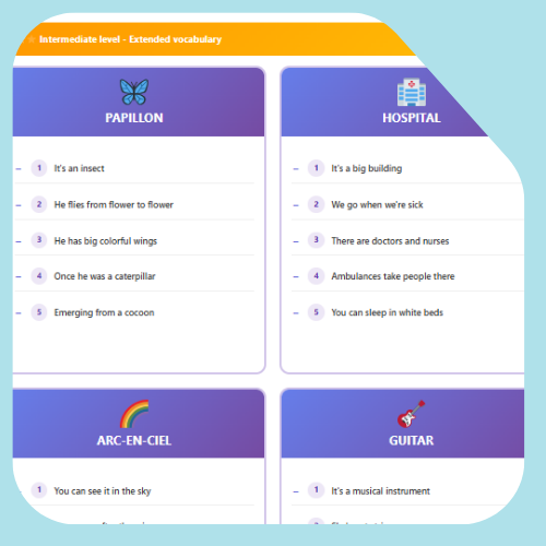 Vocabulary evocation cards