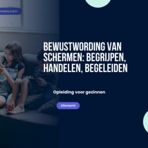 Afbeelding toont senior die met tablet hersenen oefent, omringd door symbolen voor cognitieve stimulatie