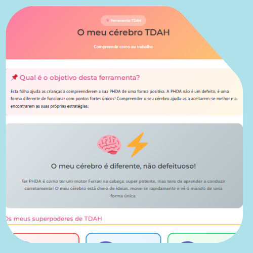 A minha folha de cérebro TDAH A minha folha de cérebro TDAH