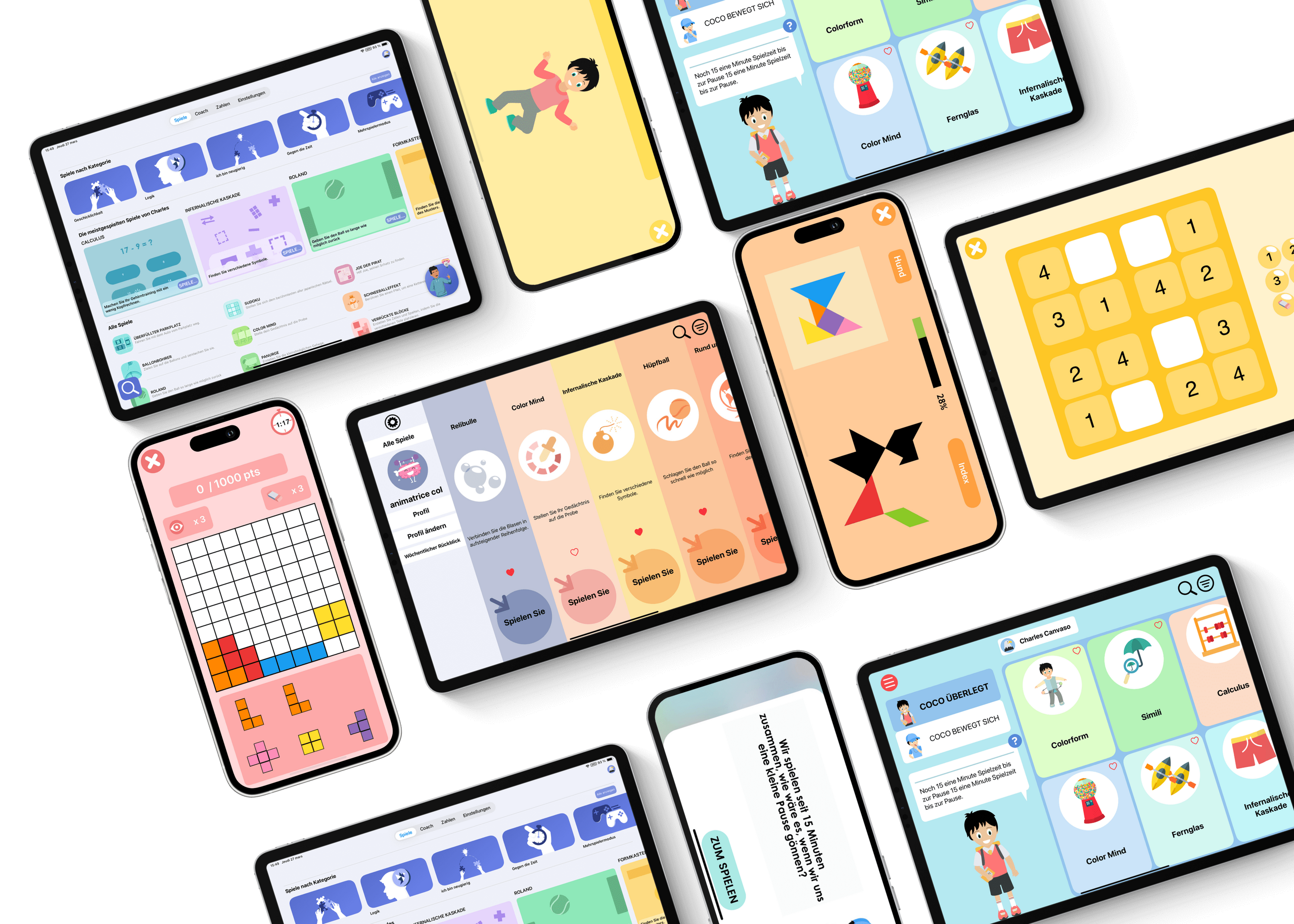 Bildschirme der DYNSEO Spiele