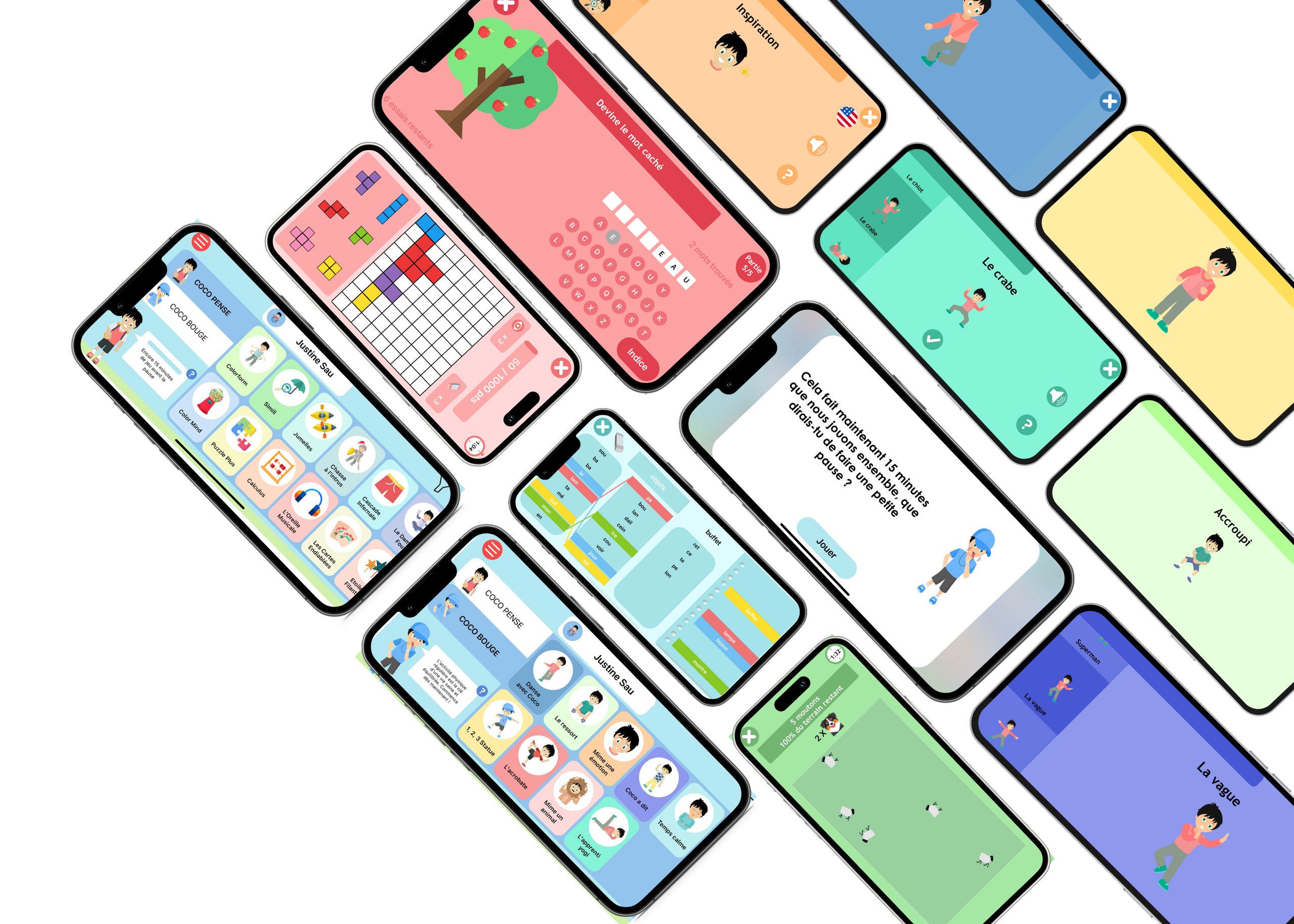 Écrans des jeux COCO PENSE et COCO BOUGE