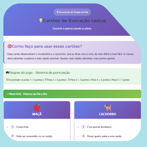Cartas de evocação de vocabulário Cartas de evocação de vocabulário
