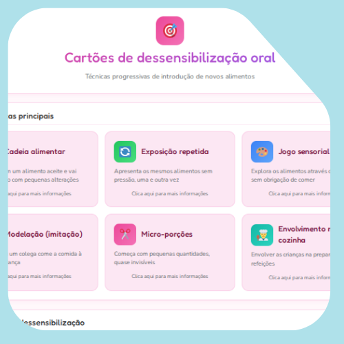 Cartões de dessensibilização oral Cartões de dessensibilização oral