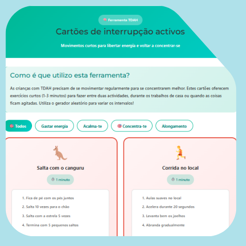 Cartões de pausa activos Cartões de pausa activos