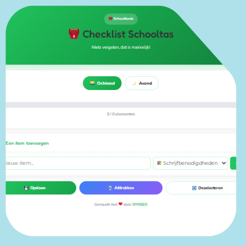 Checklist schooltas
