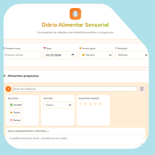 Diário alimentar sensorial Diário alimentar sensorial