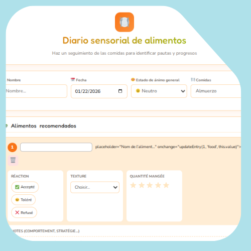 Diario sensorial de alimentos