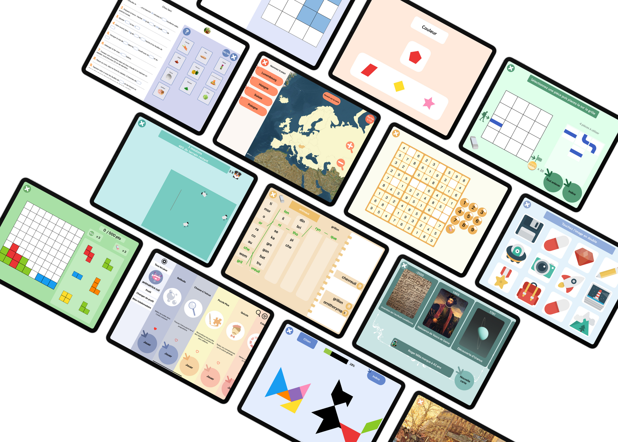 Schermate dei giochi SOFIA — stimolazione cognitiva per anziani