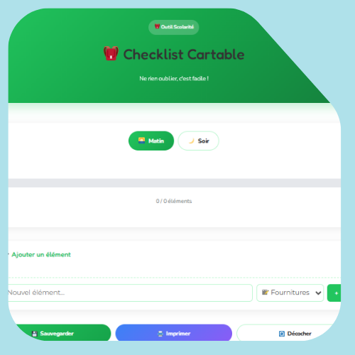 Lista de verificação da mochila escolar Lista de verificação da mochila escolar