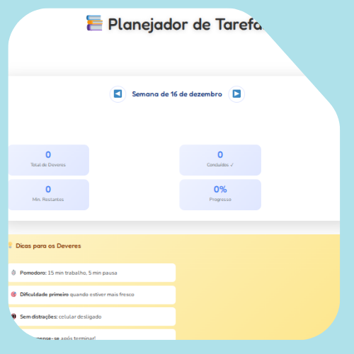 Planificador de trabalhos de casa Planificador de trabalhos de casa