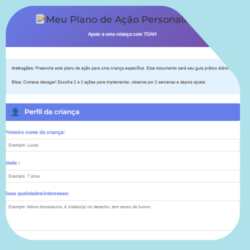 Plano de ação para a PHDA