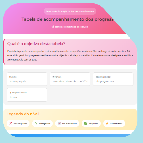 Quadro de acompanhamento dos progressos Quadro de acompanhamento dos progressos