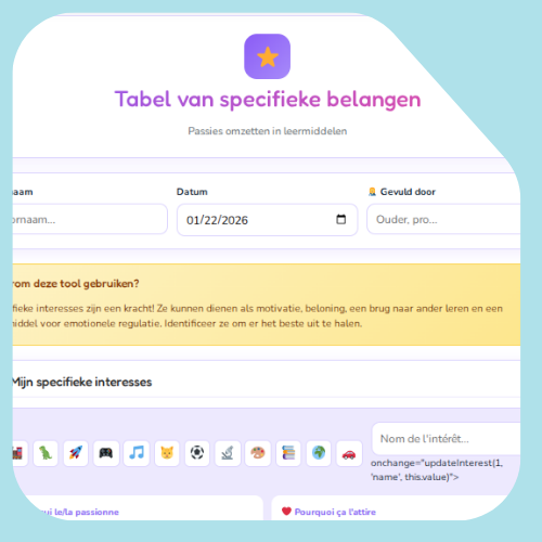 Tabel met specifieke interesses