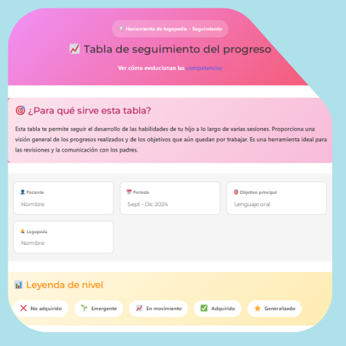 Tabla de seguimiento del progreso