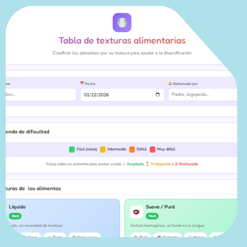 Tabla de texturas de los alimentos