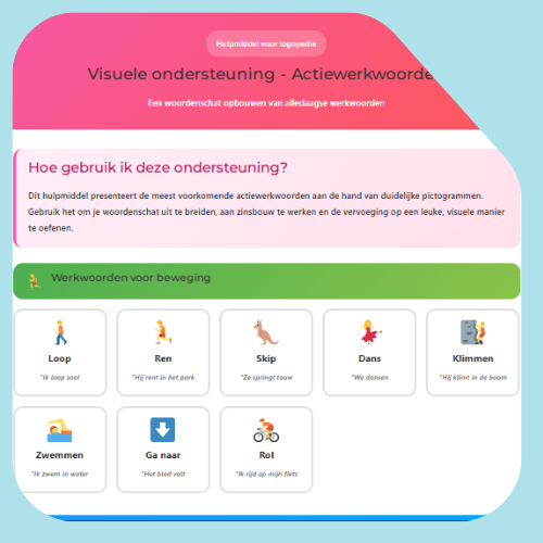 Visuele ondersteuning actiewerkwoorden