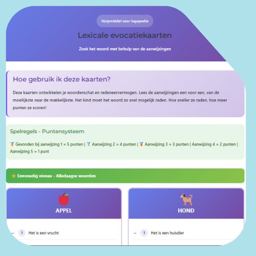 Woordenschat evocatiekaarten