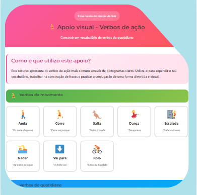 Verbos de ação de apoio visual Verbos de ação de apoio visual