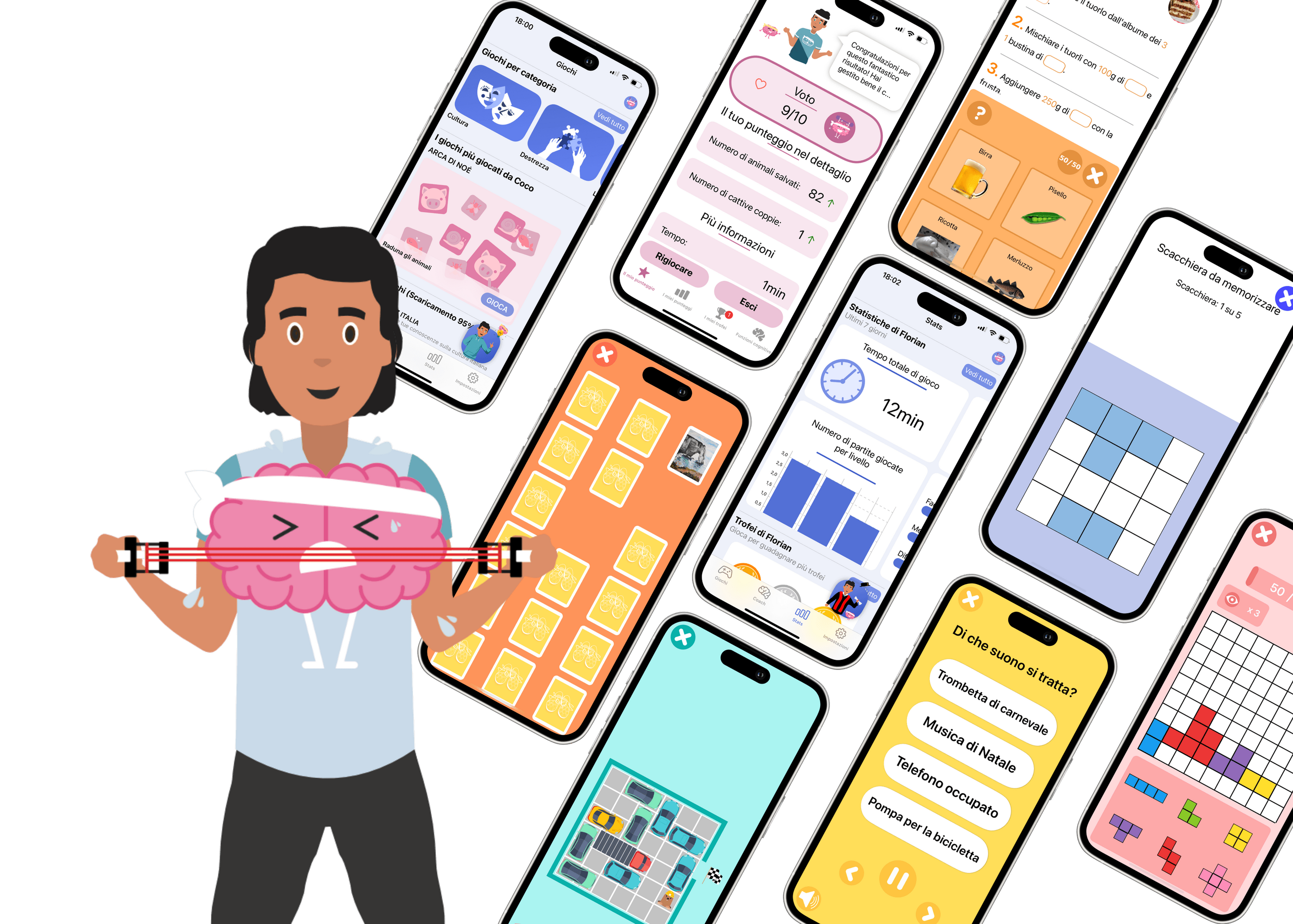 App ROBERTO — schermate dei giochi