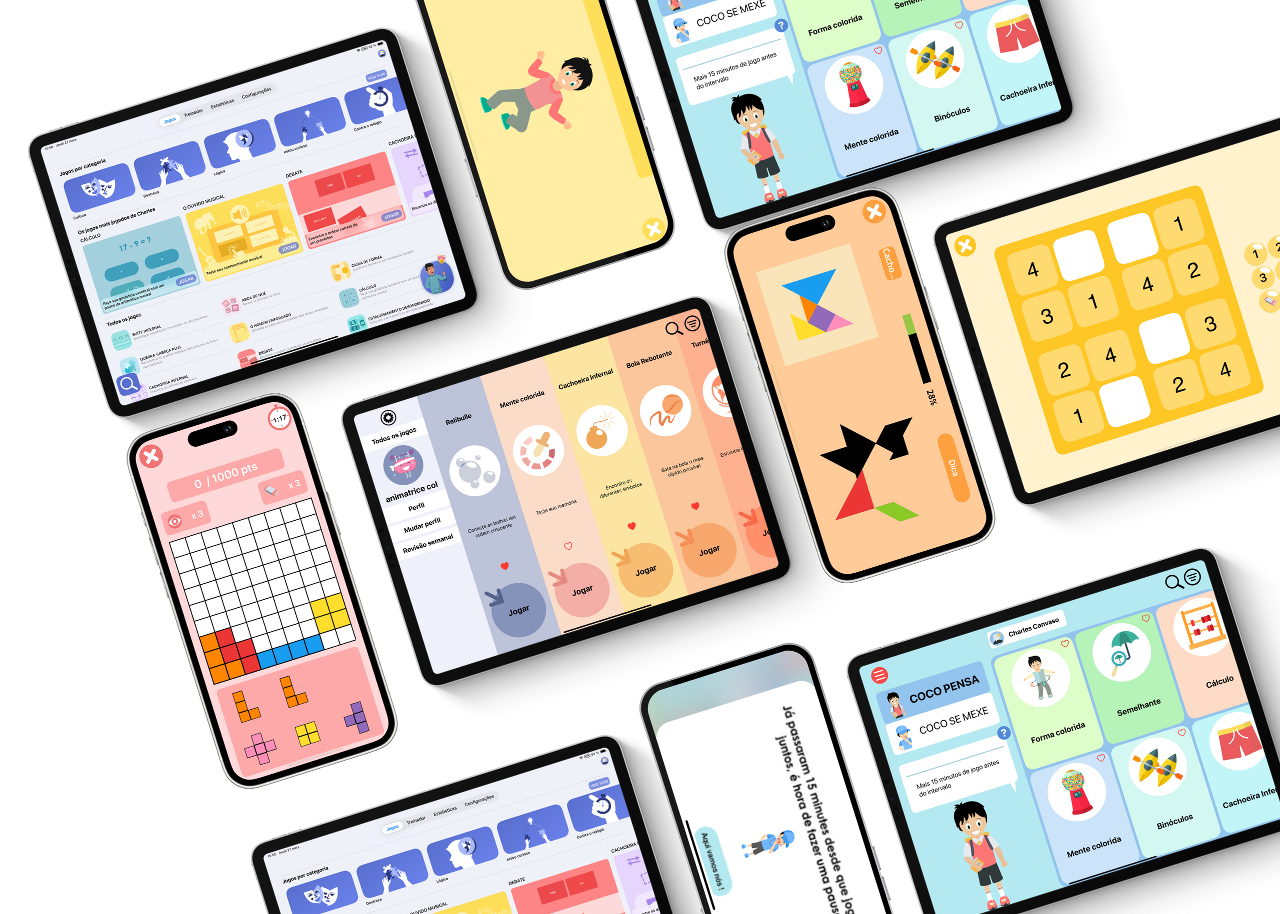 Ecrãs dos jogos CARMEN — Estimulação cognitiva para seniores