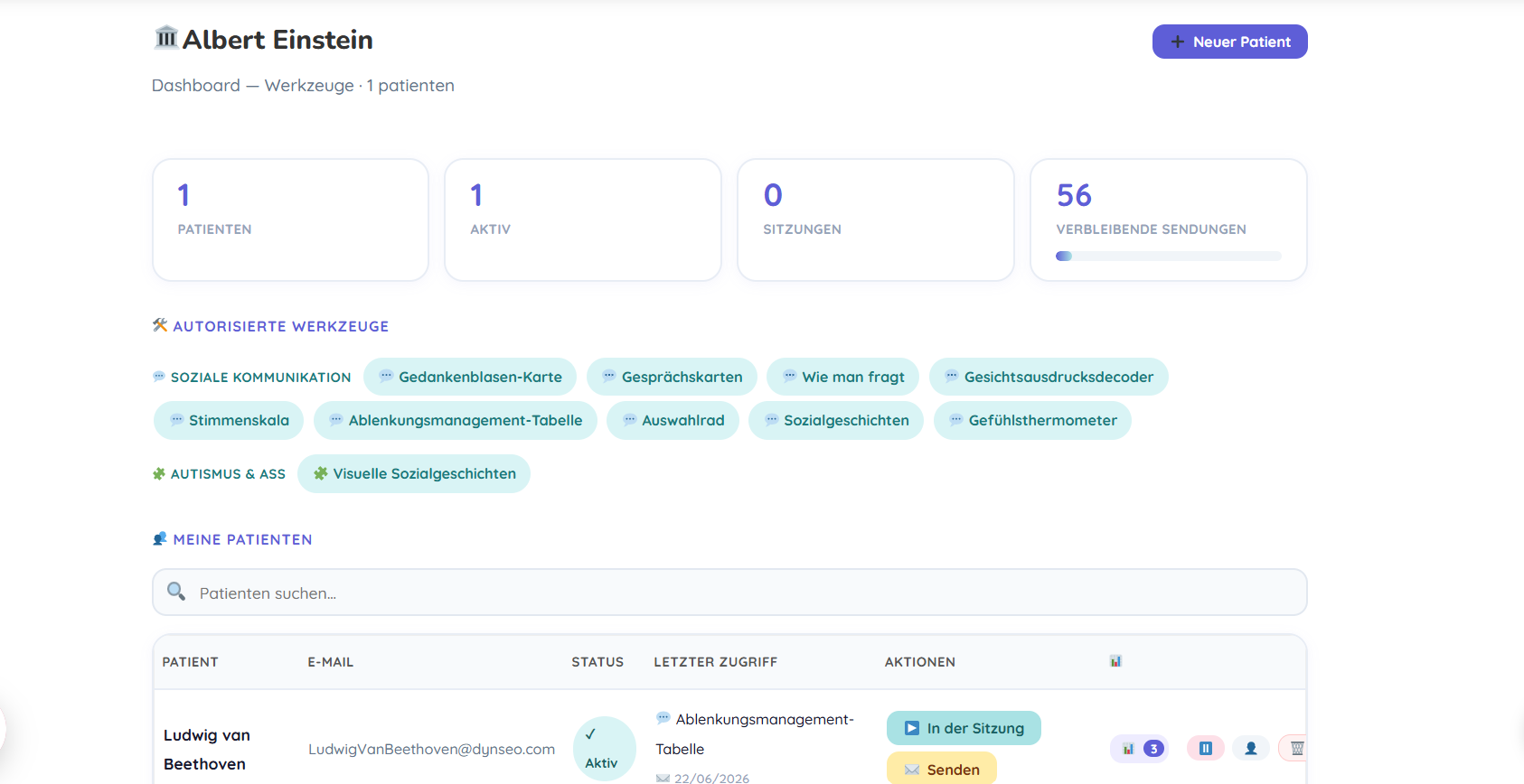 Dynseo Übungen Dashboard