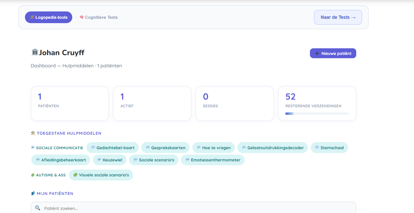 Dynseo oefeningen dashboard