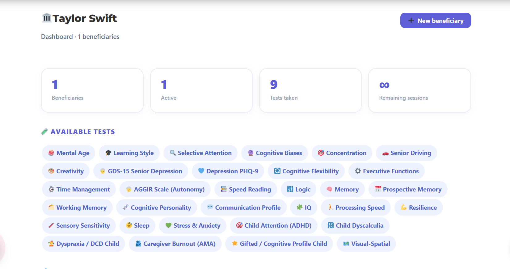Dynseo test dashboard