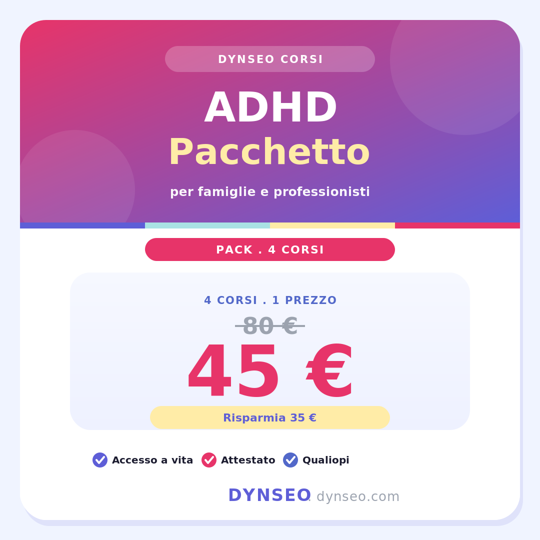 Pacchetto ADHD DYNSEO con 4 corsi online