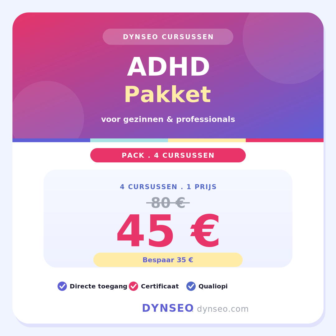 DYNSEO ADHD-pakket met 4 online cursussen