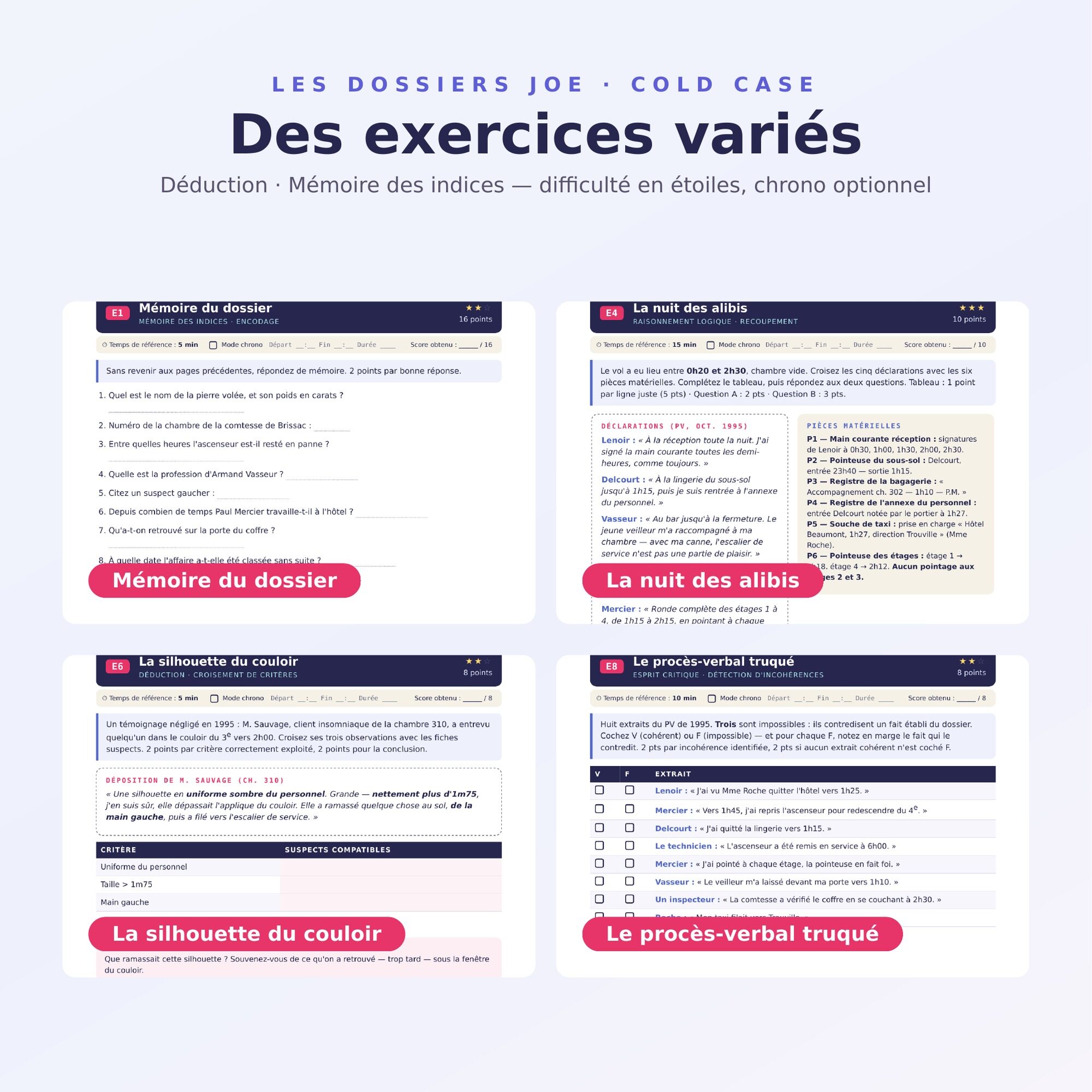 JOE 01 produit 3 exercices