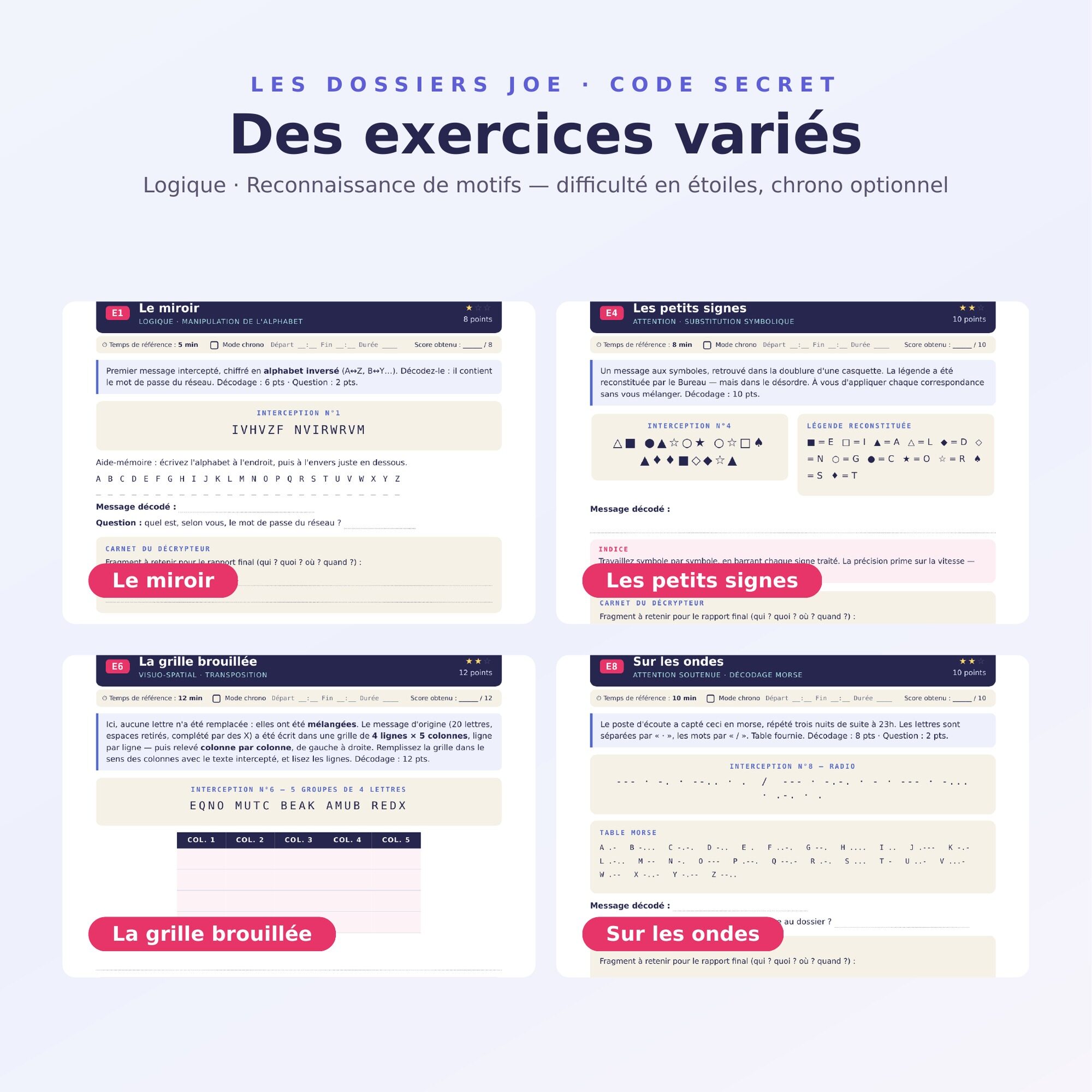 JOE 02 produit 3 exercices