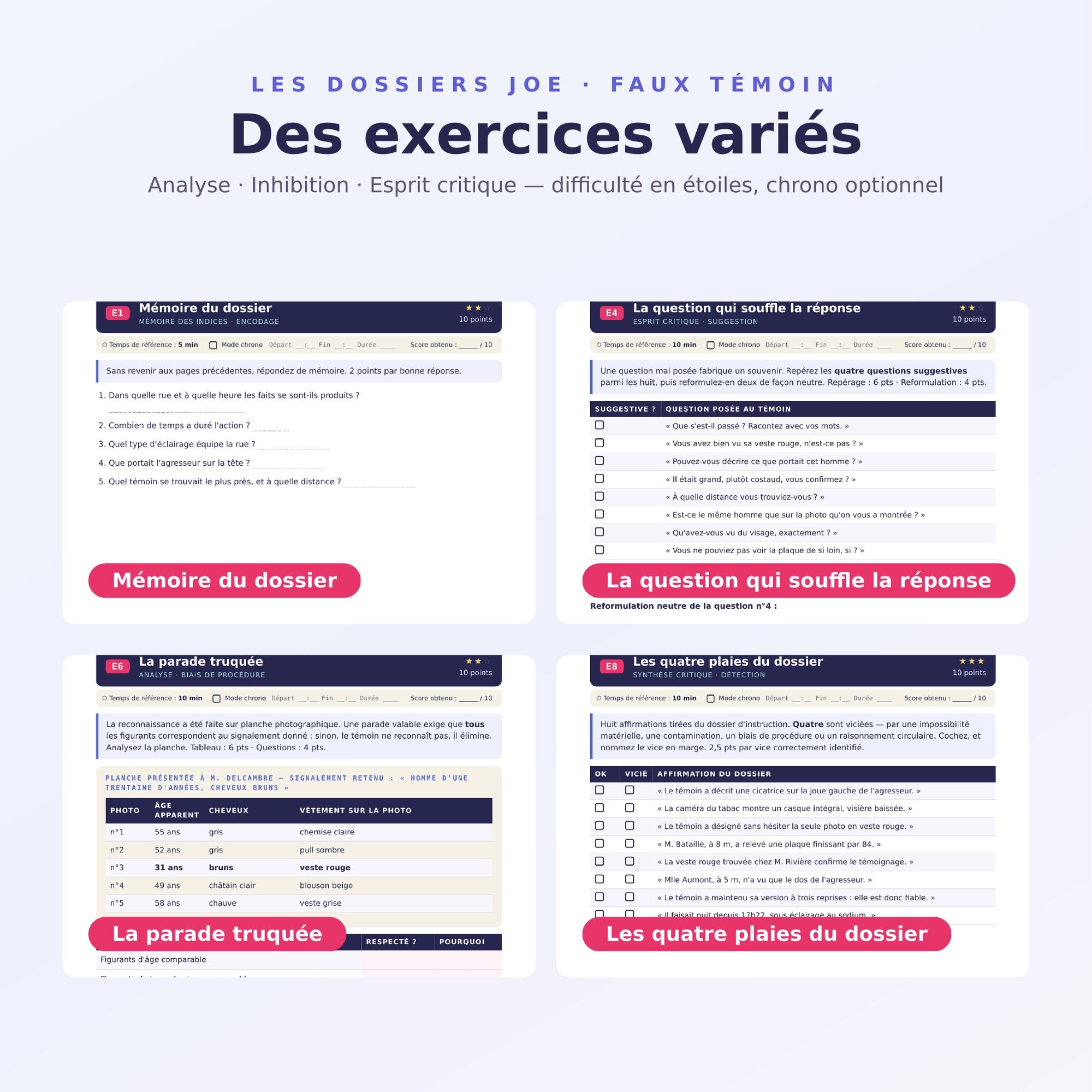 JOE 05 produit 3 exercices