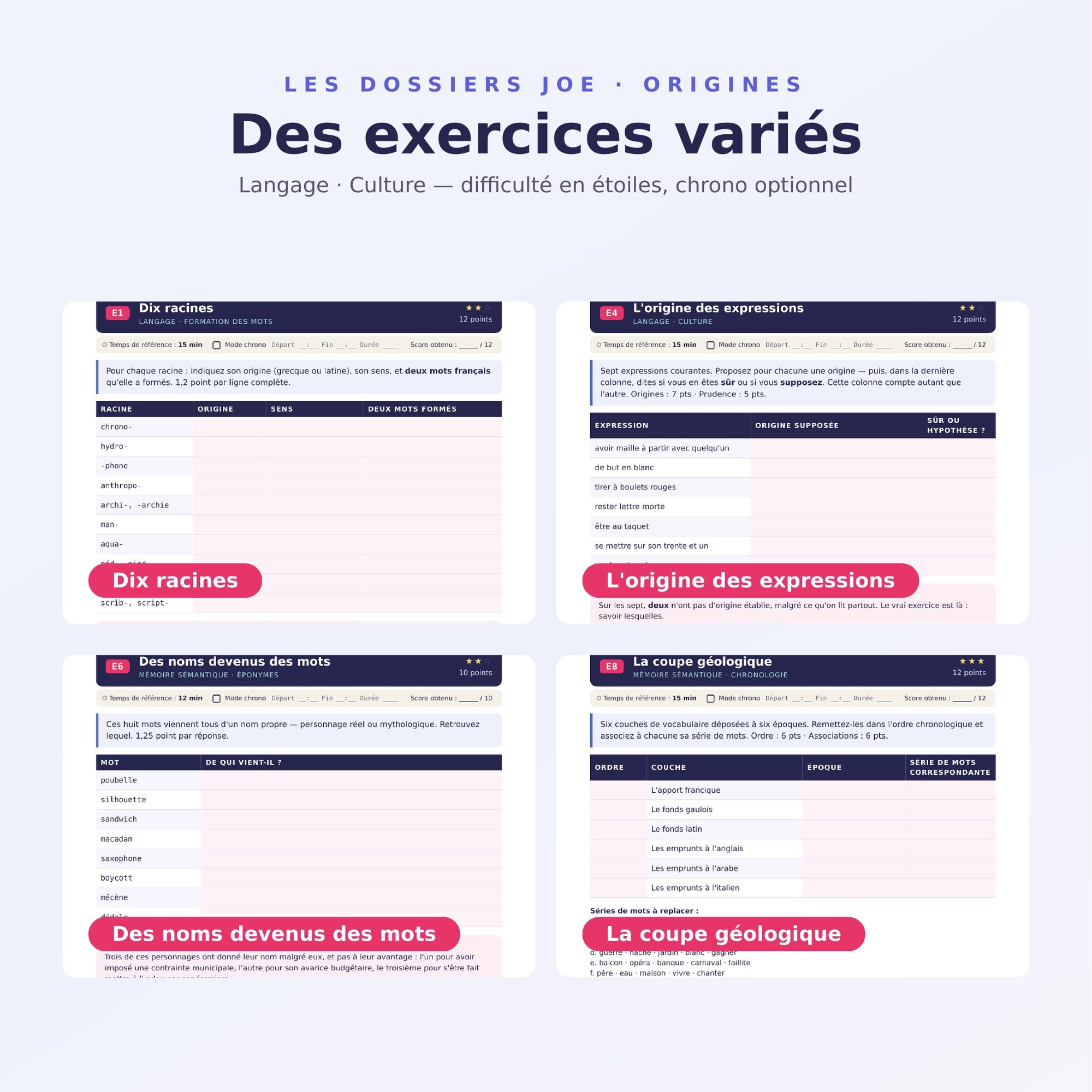 JOE 12 produit 3 exercices