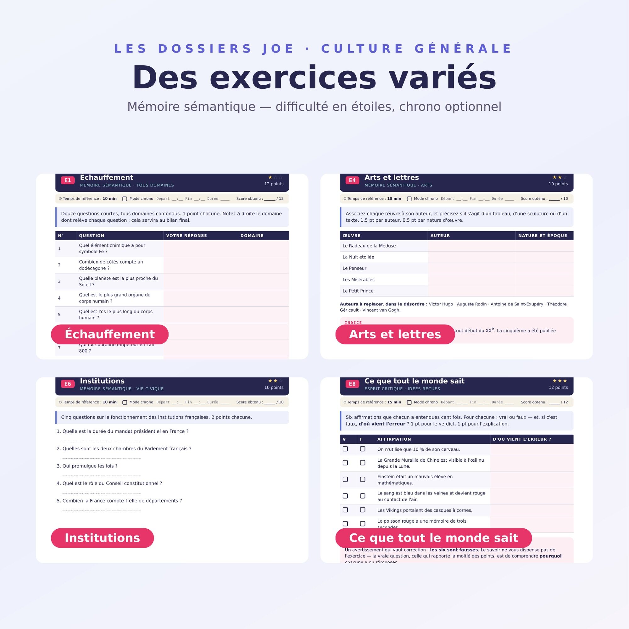 JOE 13 produit 3 exercices