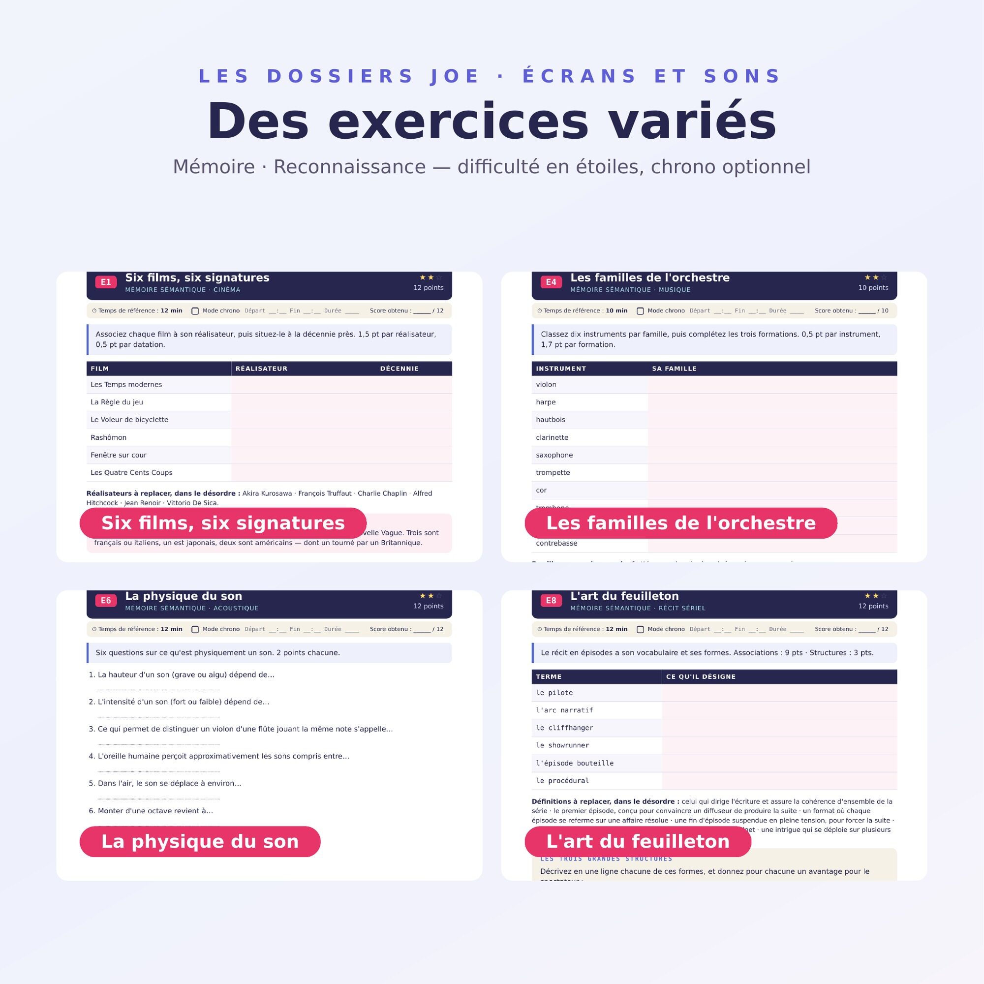 JOE 15 produit 3 exercices