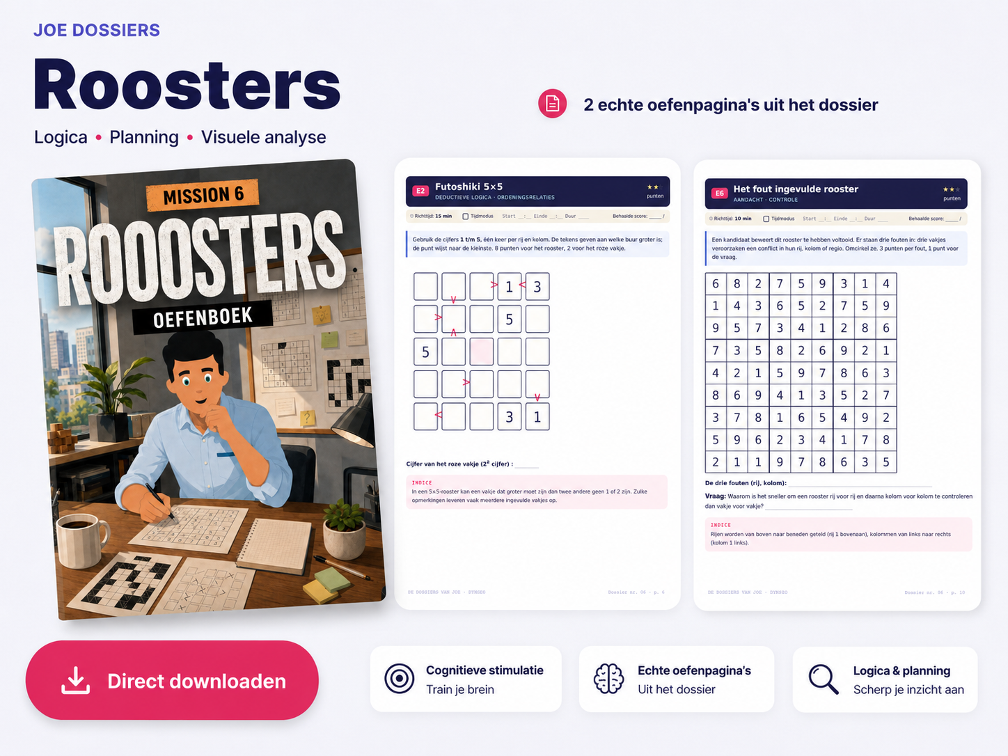 Voorbeelden van oefeningen: sudoku, kakuro en futoshiki