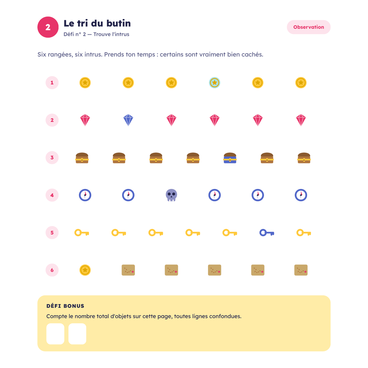 Page d'un cahier COCO — un grand défi illustré