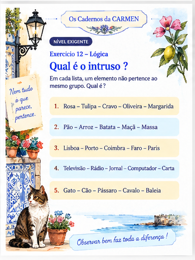 Exercício CARMEN — Qual é o intruso?