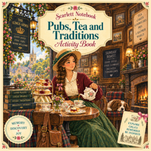 24 SCARLETT NOTEBOOK Pubs Tea and Traditions SQUARE